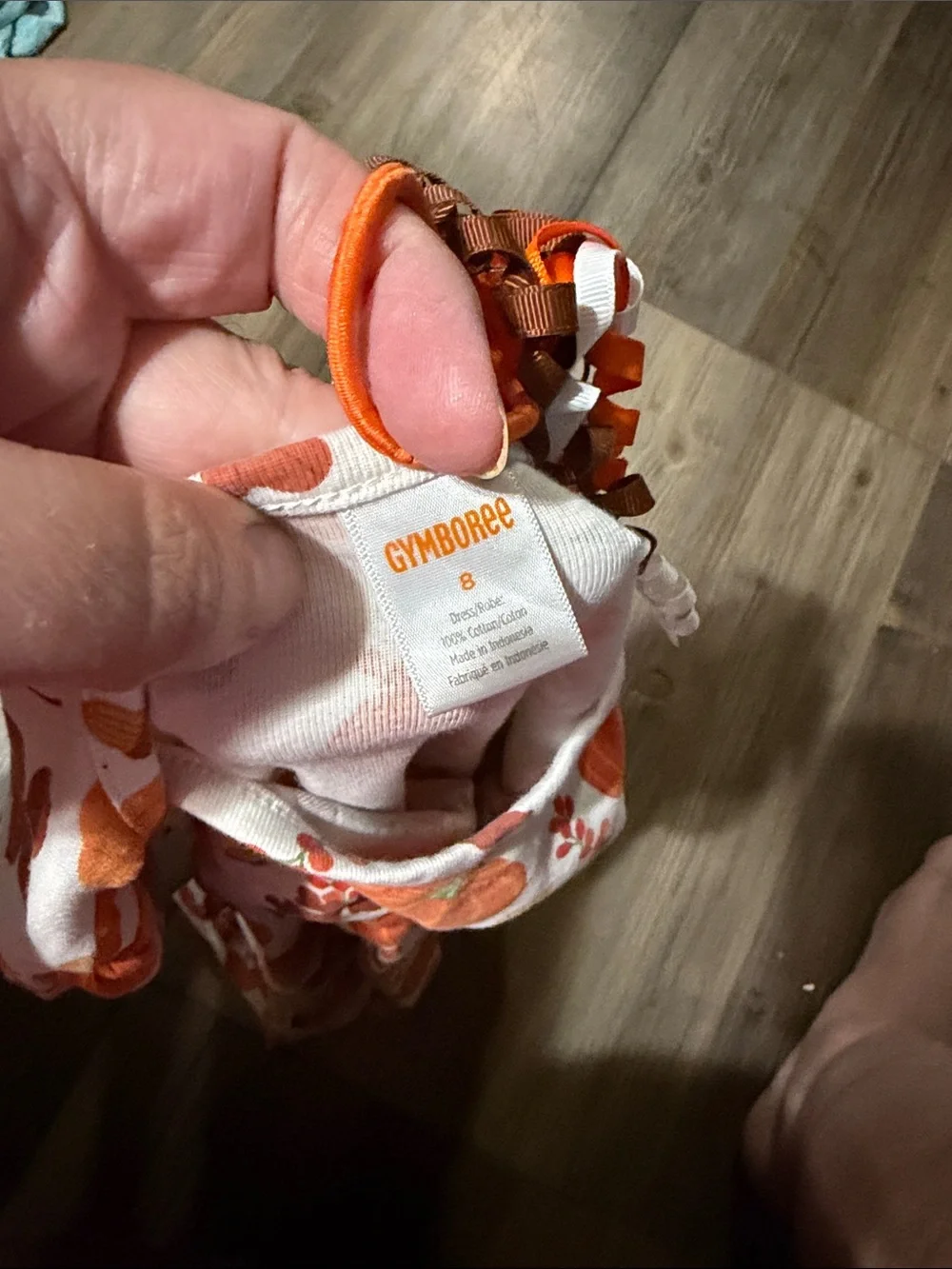 Gymboree Orange & White Pumpkin Print Long Sleeve Dress